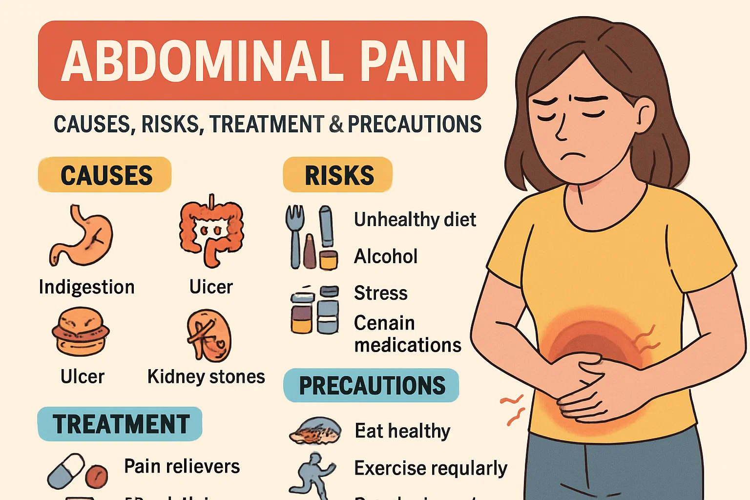 Abdominal Pain Causes, Risks, Treatment & Precautions—How to Stay Healthy and Pain-Free
