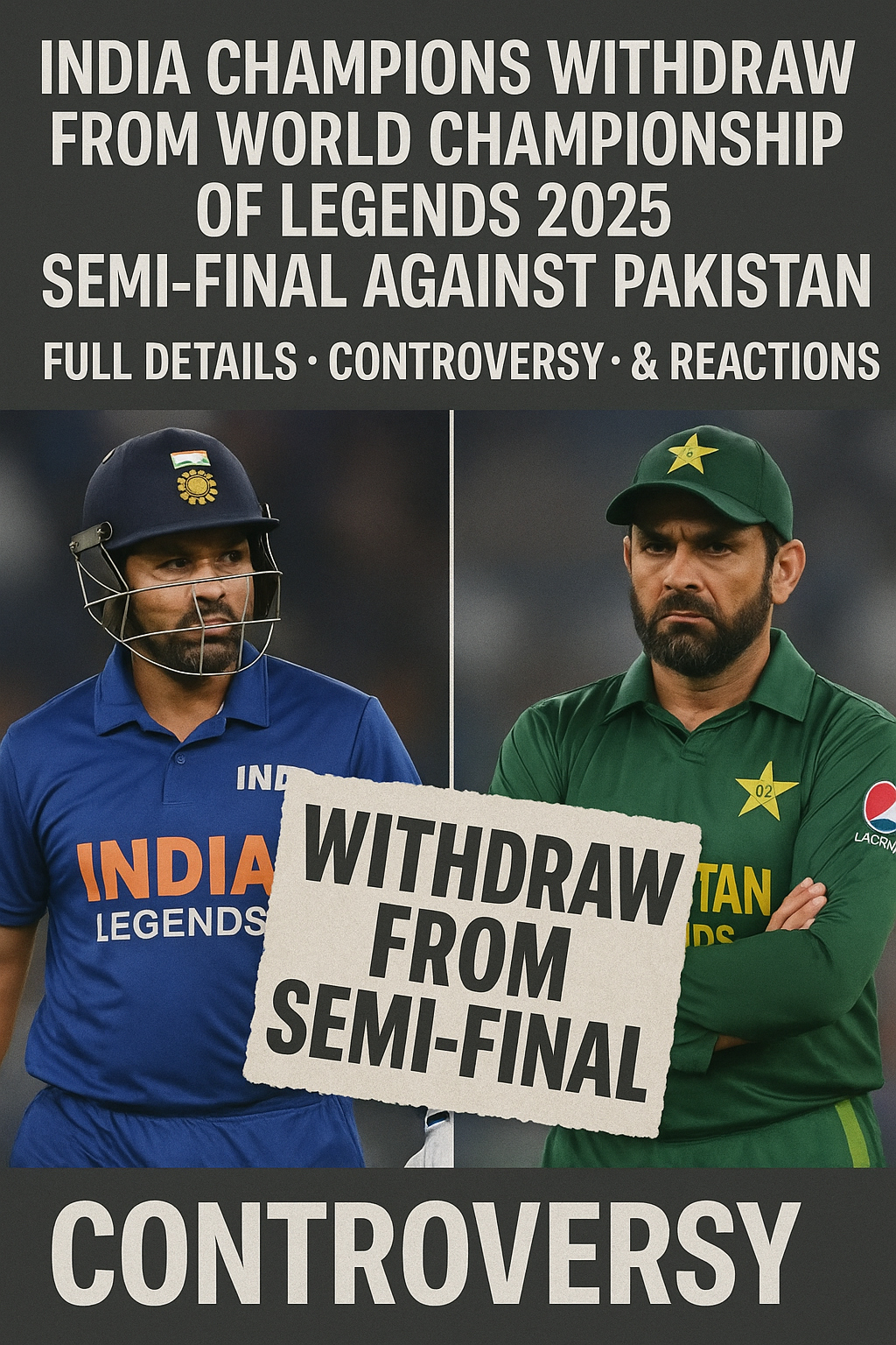 India Champions Withdraw from World Championship of Legends 2025 Semi‑Final Against Pakistan – Full Details, Controversy & Reactions